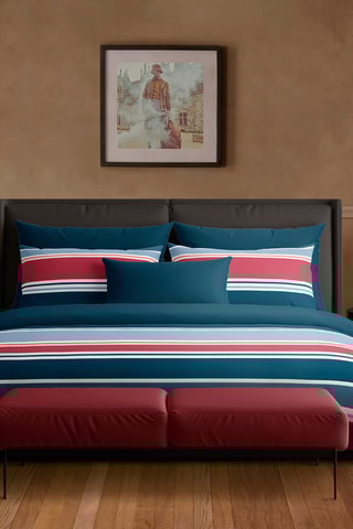 Parure copripiumino in raso di cotone 80 fili/cm² A l’infini - Blu scuro