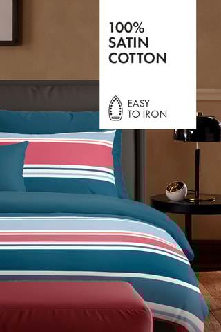 Parure copripiumino in raso di cotone 80 fili/cm² A l’infini - Blu scuro