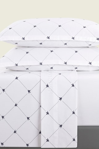 Parure copripiumino in raso di cotone 80 fili/cm² Canards Evy - Bianco