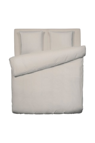Parure copripiumino in raso di cotone 80 fili/cm² Rayures classiques - Taupe e bianco