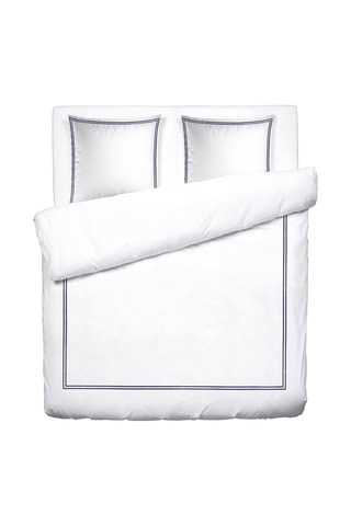 Parure copripiumino in raso di cotone 80 fili/cm² Saint-Tropez - Bianco e blu scuro