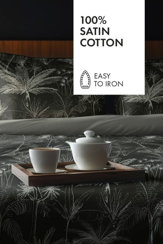 Parure copripiumino in raso di cotone 80 fili/cm² Eden noir - Nero