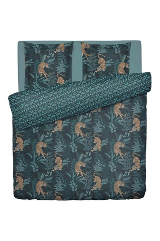 Parure copripiumino in raso di cotone 80 fili/cm² Jaro - Blu e beige