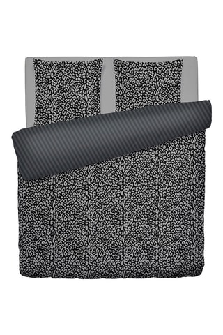 Parure copripiumino in raso di cotone 80 fili/cm² Fauve - Nero e grigio