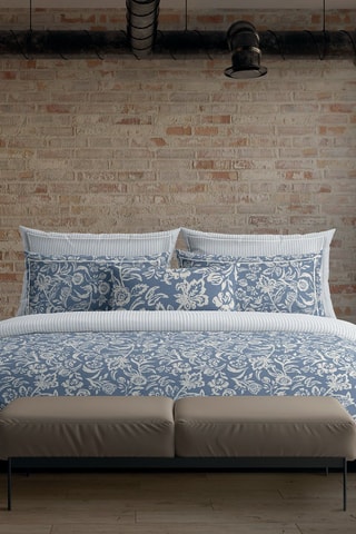 Parure copripiumino in raso di cotone 80 fili/cm² Bleu Jardin - Cobalto