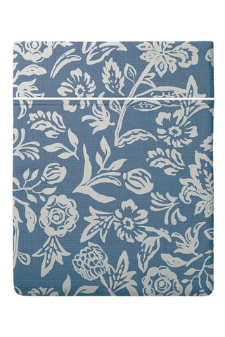 Lenzuolo sopra in raso di cotone 80 fili/cm² Jardin - Blu