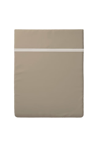 Lenzuolo sopra in raso di cotone 80 fili/cm² Saint-Tropez - Taupe e bianco