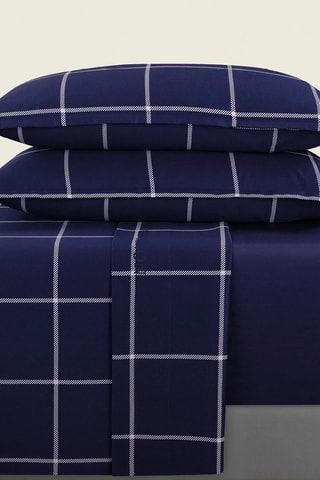 Lenzuolo sopra in raso di cotone 80 fili/cm² Arthur - Blu scuro