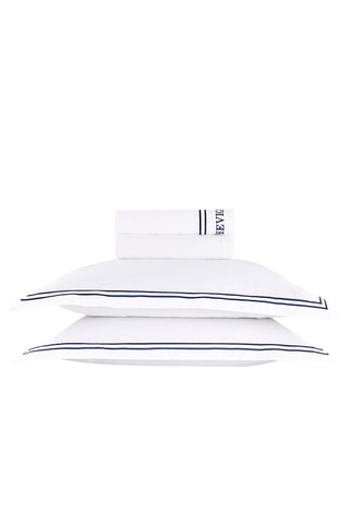 Parure copripiumino in raso di cotone 80 fili/cm² Saint-Tropez - Bianco e blu scuro