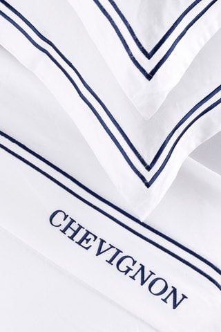 Parure copripiumino in raso di cotone 80 fili/cm² Saint-Tropez - Bianco e blu scuro