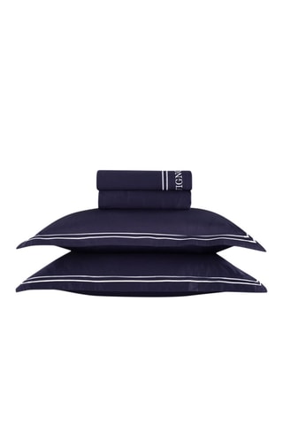 Parure copripiumino in raso di cotone 80 fili/cm² Saint-Tropez - Blu scuro e bianco