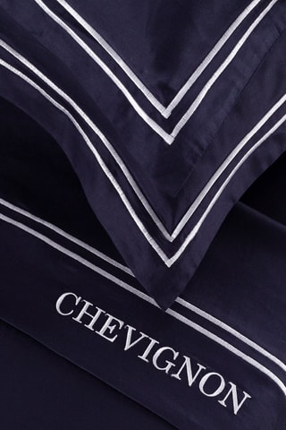 Parure copripiumino in raso di cotone 80 fili/cm² Saint-Tropez - Blu scuro e bianco