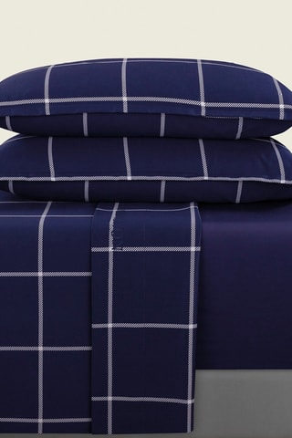 Parure lenzuola in raso di cotone 80 fili/cm² Rayures Classiques - Navy