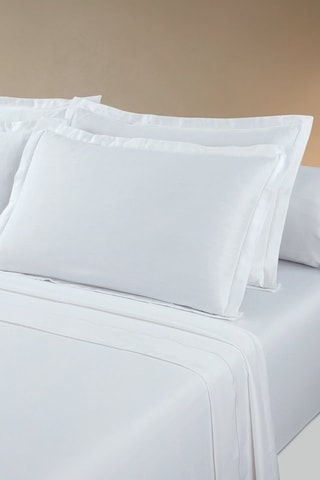 Parure lenzuola in raso di cotone 80 fili/cm² Baratta - Bianco