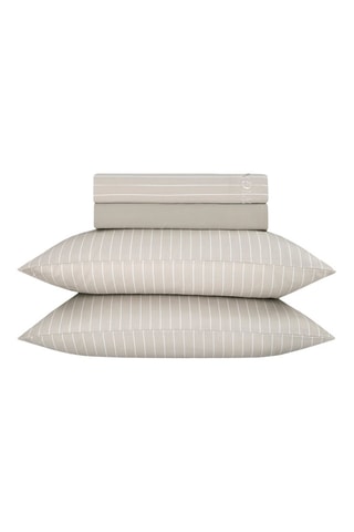 Parure lenzuola in raso di cotone 80 fili/cm² Rayures Classiques - Taupe