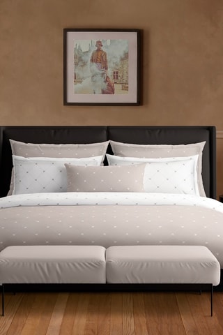 Parure copripiumino in raso di cotone 80 fili/cm² Canards - Taupe e bianco