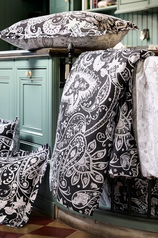 Parure copripiumino in raso di cotone 80 fili/cm² Paisley - Nero e bianco