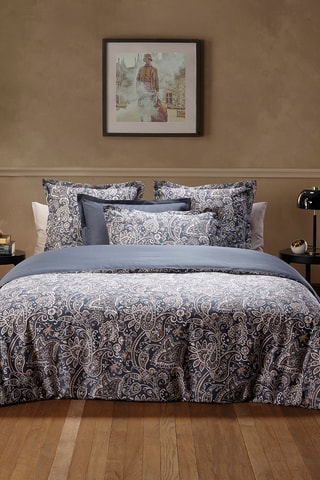 Parure copripiumino in raso di cotone 80 fili/cm² Paisley - Grigio scuro e bianco