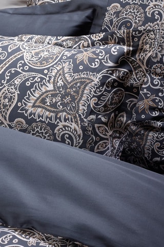 Parure copripiumino in raso di cotone 80 fili/cm² Paisley - Grigio scuro e bianco