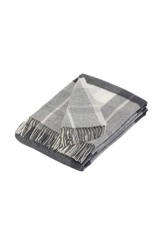 Plaid in misto lana - Bianco e grigio - 130 x 180 cm