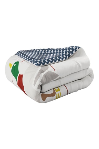 Piumino con stampa Just Sports in cotone 82 fili/cm² - Taupe e blu - 140 x 200 cm