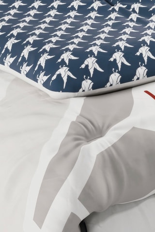 Piumino con stampa Just Sports in cotone 82 fili/cm² - Taupe e blu - 140 x 200 cm