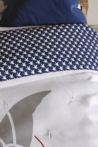 Piumino con stampa Just Sports in cotone 82 fili/cm² - Taupe e blu - 140 x 200 cm