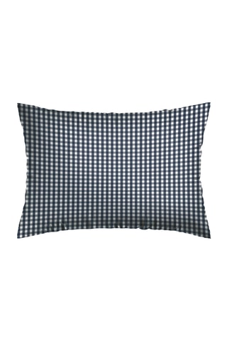 Federa in cotone Vichy - 57 fili/cm² - Blu scuro