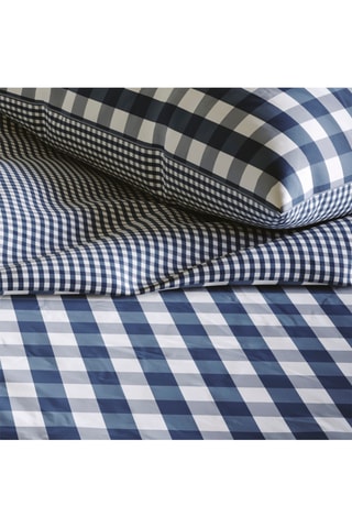 Federa in cotone Vichy - 57 fili/cm² - Blu scuro