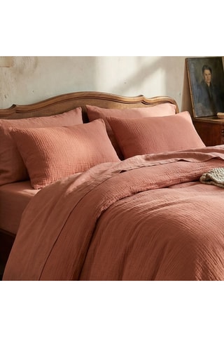 2 federe in garza di cotone Uni - 85 fili/cm² - Terracotta