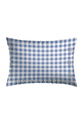 2 federe in percalle di cotone Checkered - 80 fili/cm² - Celeste