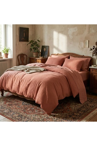 Federa cuscino alla francese in garza di cotone Uni - 85 fili/cm² - Terracotta