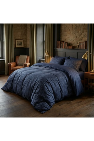 Parure copripiumino in raso di cotone Mystère Indigo - 80 fili/cm² - Blu