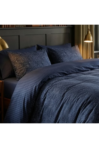 Parure copripiumino in raso di cotone Mystère Indigo - 80 fili/cm² - Blu