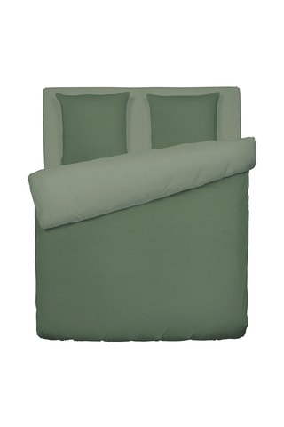 Parure copripiumino in cotone lavato Uni - 57 fili/cm² - Verde scuro