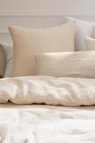 Parure copripiumino in garza di cotone Uni - 85 fili/cm² - Beige