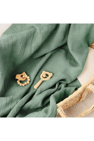 Coperta in garza di cotone - 85 fili/cm²  - Verde - 80 x 120 cm