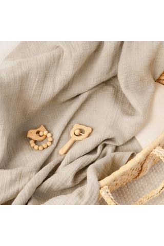 Coperta in garza di cotone - 85 fili/cm²  - Taupe - 80 x 120 cm