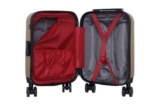Valise cabine low cost (XS) Wil - 46 cm  - Noir, beige, rouge et argenté