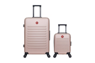 Valise cabine low cost et valise grand volume Wil (XS/L) - 46/75 cm - Rose et doré