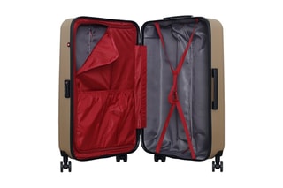 Valise grand volume (L) Wil - 75 cm  - Blanc, noir, beige et rouge