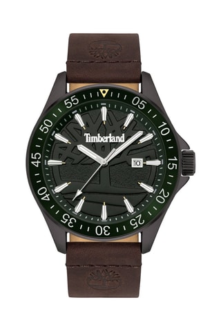 Leren Quartz Horloge - Bruin en Groen