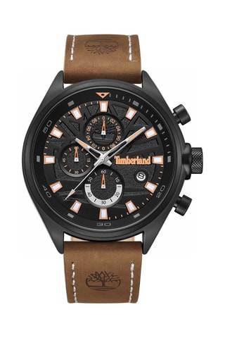 Montre à quartz en nubuck et plaqué ion noir Carrabassett-Z - Chronographe - Marron et noir