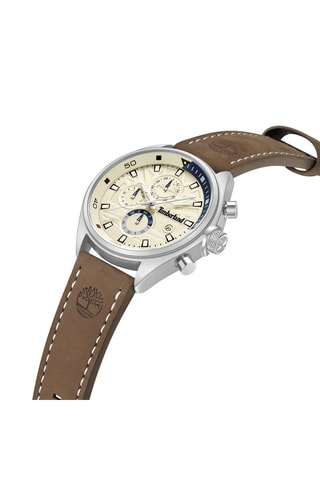 Nubuck en Doublé Zilver Ion Quartz Horloge Carrabassett-Z - Stopwatch - Bruin en Zilverkleurig