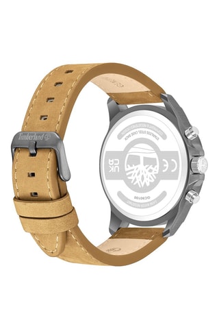 Leren Horloge - Chronograaf - Beige en Zilverkleurig