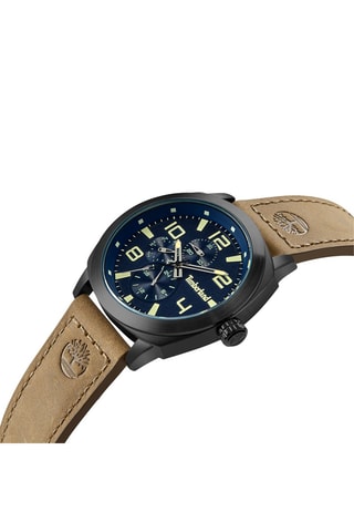 Leren en Ion Doublé Zwart Quartz Horloge Brantford-Z - Chronograaf - Beige en Zwart