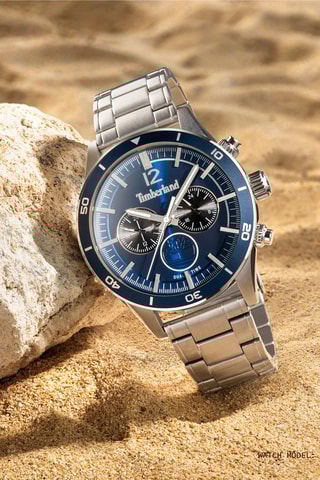 Stalen Quartz Horloge - GMT-functie - Zilverkleurig en Marineblauw