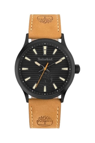 Leren en Ion Doublé Zwart Quartz Horloge Trumbull - Camel