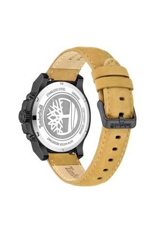 Montre à quartz en cuir - Chronographe - Beige et noir