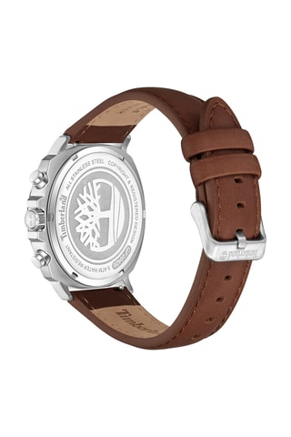 Leren Quartz Horloge - GMT-functie - Bruin en Zilverkleurig